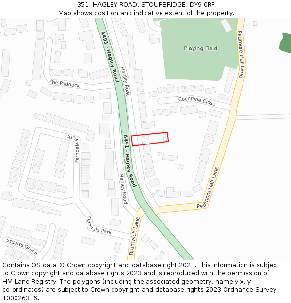 351, HAGLEY ROAD, STOURBRIDGE, DY9 0RF: Location map and indicative extent of plot