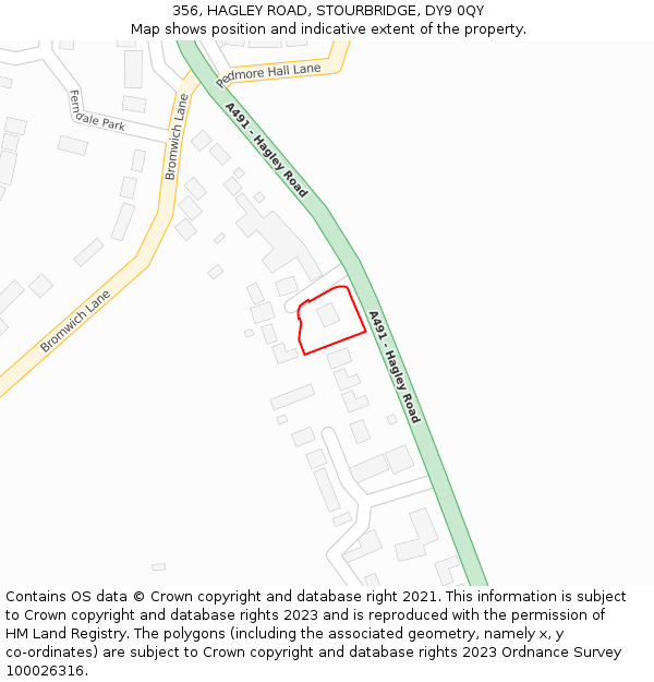 356, HAGLEY ROAD, STOURBRIDGE, DY9 0QY: Location map and indicative extent of plot