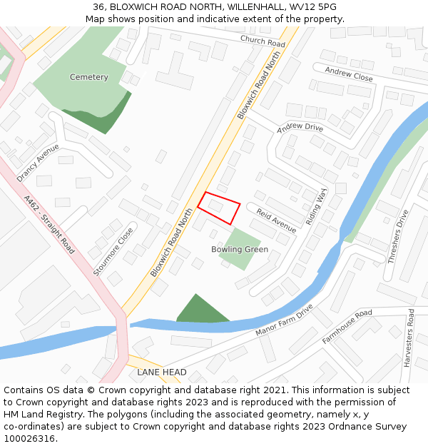 36, BLOXWICH ROAD NORTH, WILLENHALL, WV12 5PG: Location map and indicative extent of plot