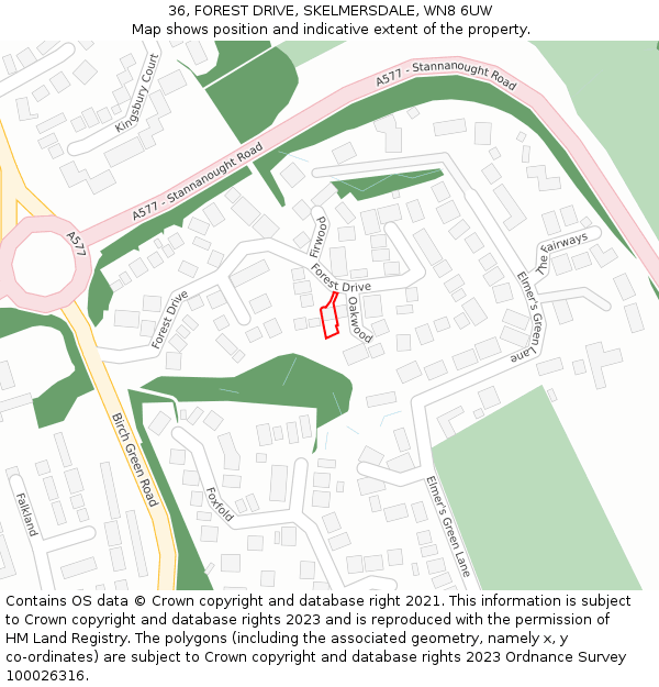 36, FOREST DRIVE, SKELMERSDALE, WN8 6UW: Location map and indicative extent of plot