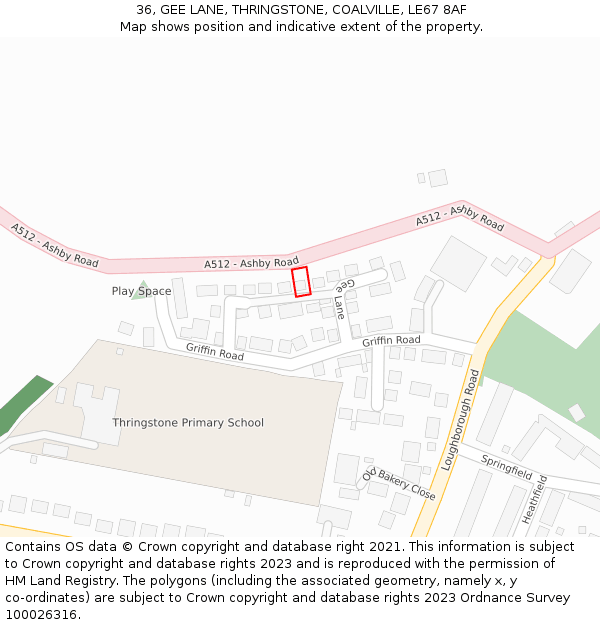 36, GEE LANE, THRINGSTONE, COALVILLE, LE67 8AF: Location map and indicative extent of plot