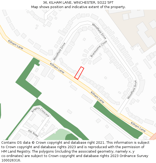 36, KILHAM LANE, WINCHESTER, SO22 5PT: Location map and indicative extent of plot