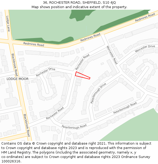 36, ROCHESTER ROAD, SHEFFIELD, S10 4JQ: Location map and indicative extent of plot