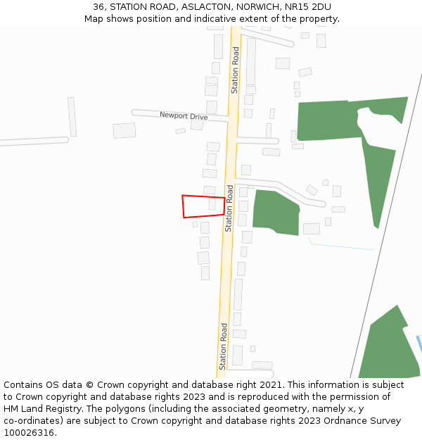 36, STATION ROAD, ASLACTON, NORWICH, NR15 2DU: Location map and indicative extent of plot