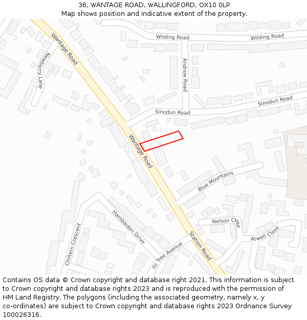 36, WANTAGE ROAD, WALLINGFORD, OX10 0LP: Location map and indicative extent of plot