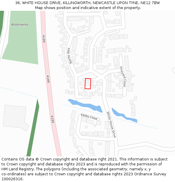 36, WHITE HOUSE DRIVE, KILLINGWORTH, NEWCASTLE UPON TYNE, NE12 7BW: Location map and indicative extent of plot