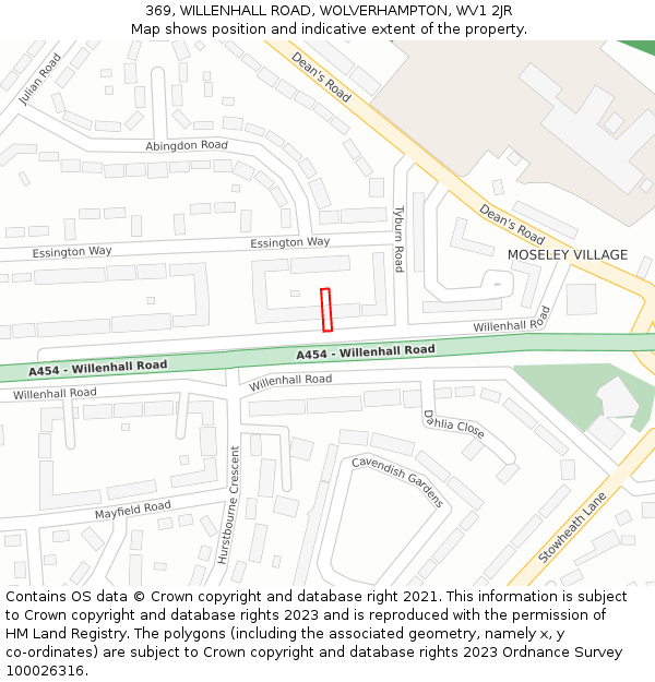 369, WILLENHALL ROAD, WOLVERHAMPTON, WV1 2JR: Location map and indicative extent of plot