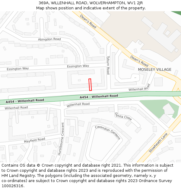 369A, WILLENHALL ROAD, WOLVERHAMPTON, WV1 2JR: Location map and indicative extent of plot