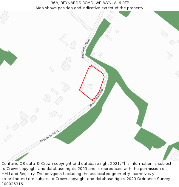 36A, REYNARDS ROAD, WELWYN, AL6 9TP: Location map and indicative extent of plot