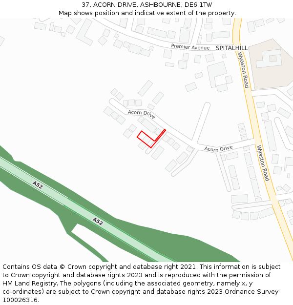 37, ACORN DRIVE, ASHBOURNE, DE6 1TW: Location map and indicative extent of plot