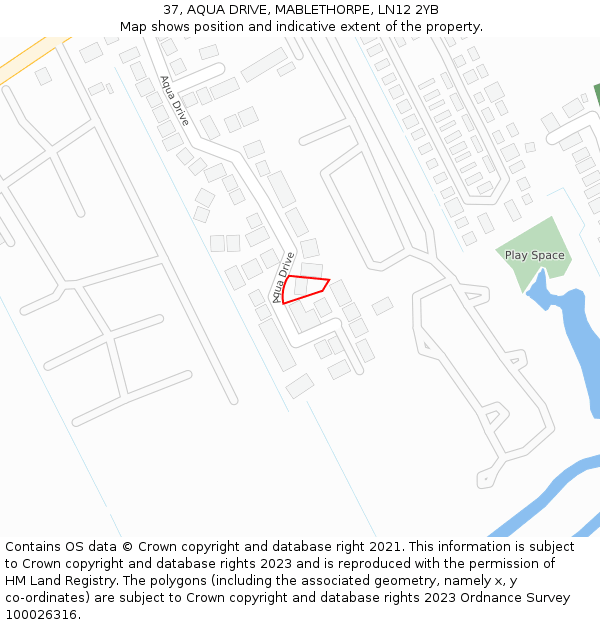 37, AQUA DRIVE, MABLETHORPE, LN12 2YB: Location map and indicative extent of plot