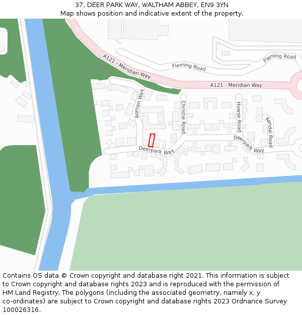 37, DEER PARK WAY, WALTHAM ABBEY, EN9 3YN: Location map and indicative extent of plot