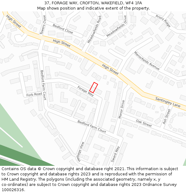 37, FORAGE WAY, CROFTON, WAKEFIELD, WF4 1FA: Location map and indicative extent of plot