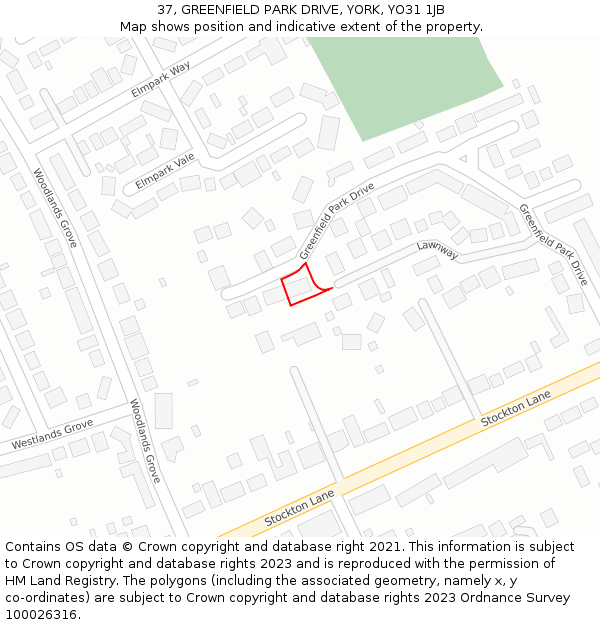 37, GREENFIELD PARK DRIVE, YORK, YO31 1JB: Location map and indicative extent of plot
