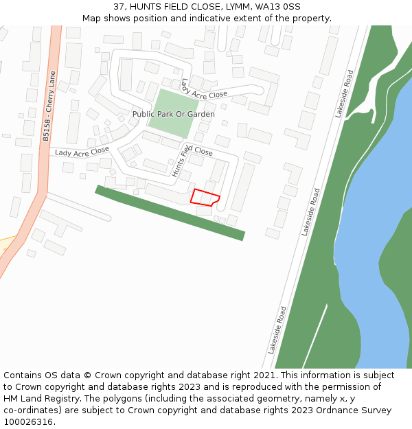 37, HUNTS FIELD CLOSE, LYMM, WA13 0SS: Location map and indicative extent of plot