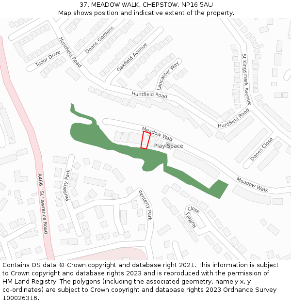 37, MEADOW WALK, CHEPSTOW, NP16 5AU: Location map and indicative extent of plot