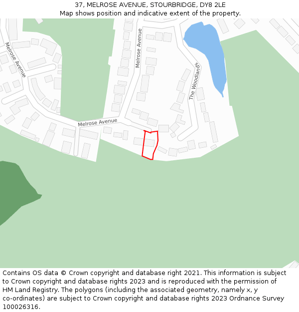 37, MELROSE AVENUE, STOURBRIDGE, DY8 2LE: Location map and indicative extent of plot