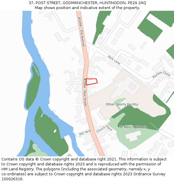 37, POST STREET, GODMANCHESTER, HUNTINGDON, PE29 2AQ: Location map and indicative extent of plot