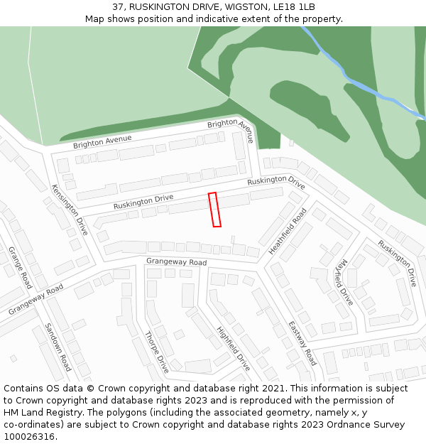 37, RUSKINGTON DRIVE, WIGSTON, LE18 1LB: Location map and indicative extent of plot
