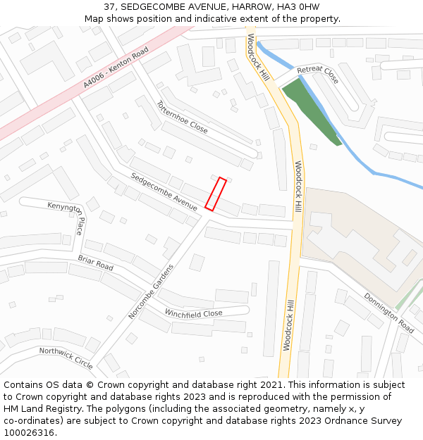37, SEDGECOMBE AVENUE, HARROW, HA3 0HW: Location map and indicative extent of plot