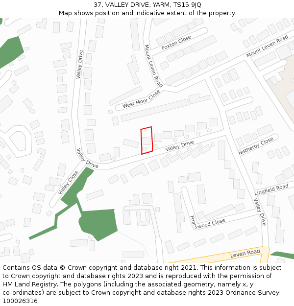 37, VALLEY DRIVE, YARM, TS15 9JQ: Location map and indicative extent of plot