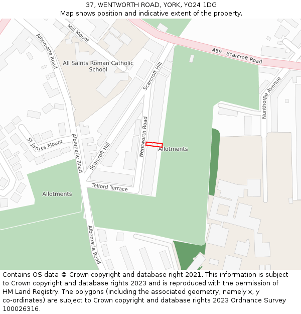 37, WENTWORTH ROAD, YORK, YO24 1DG: Location map and indicative extent of plot