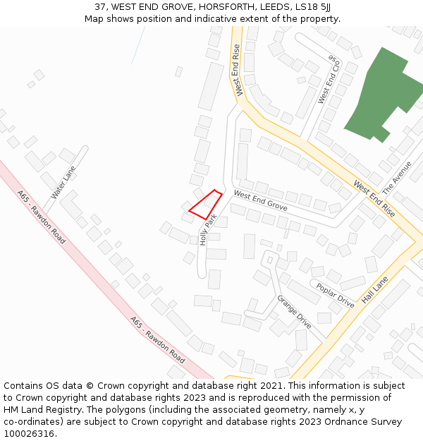 37, WEST END GROVE, HORSFORTH, LEEDS, LS18 5JJ: Location map and indicative extent of plot