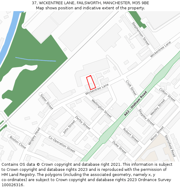 37, WICKENTREE LANE, FAILSWORTH, MANCHESTER, M35 9BE: Location map and indicative extent of plot