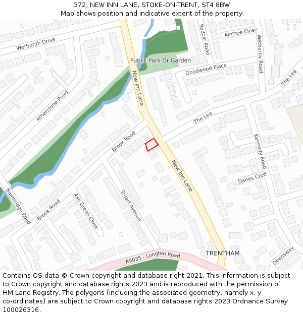 372, NEW INN LANE, STOKE-ON-TRENT, ST4 8BW: Location map and indicative extent of plot