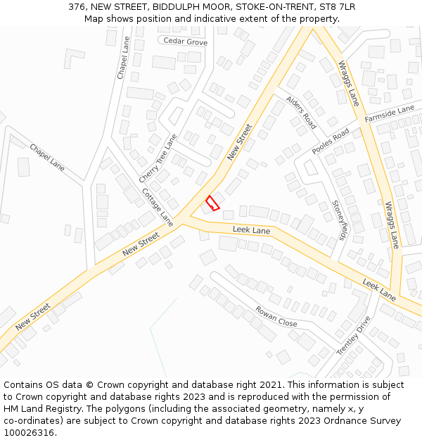 376, NEW STREET, BIDDULPH MOOR, STOKE-ON-TRENT, ST8 7LR: Location map and indicative extent of plot