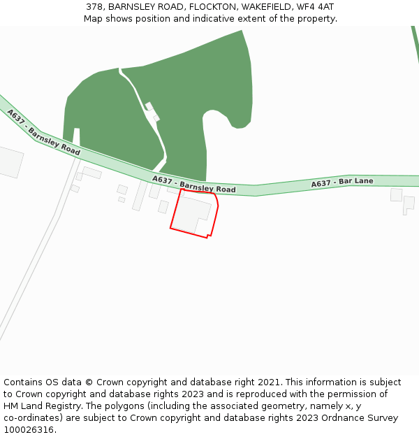 378, BARNSLEY ROAD, FLOCKTON, WAKEFIELD, WF4 4AT: Location map and indicative extent of plot