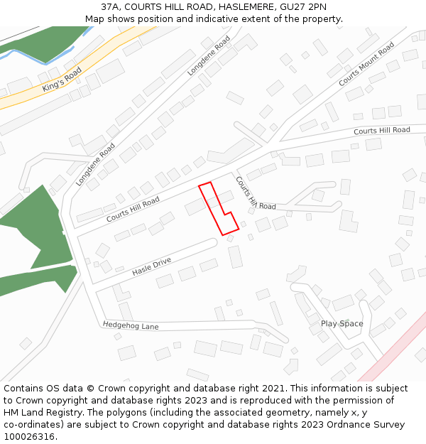 37A, COURTS HILL ROAD, HASLEMERE, GU27 2PN: Location map and indicative extent of plot