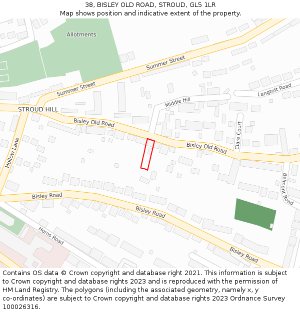 38, BISLEY OLD ROAD, STROUD, GL5 1LR: Location map and indicative extent of plot