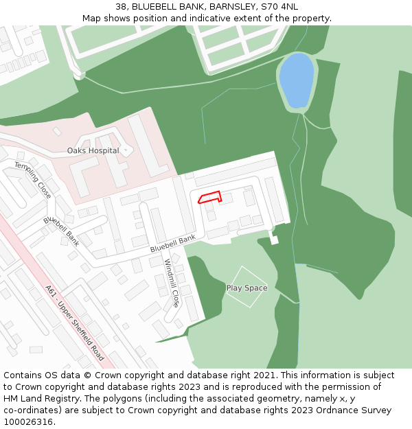 38, BLUEBELL BANK, BARNSLEY, S70 4NL: Location map and indicative extent of plot