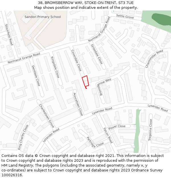 38, BROMSBERROW WAY, STOKE-ON-TRENT, ST3 7UE: Location map and indicative extent of plot