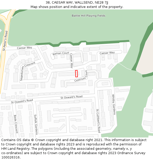 38, CAESAR WAY, WALLSEND, NE28 7JJ: Location map and indicative extent of plot