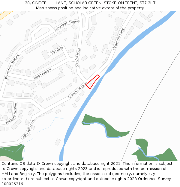 38, CINDERHILL LANE, SCHOLAR GREEN, STOKE-ON-TRENT, ST7 3HT: Location map and indicative extent of plot