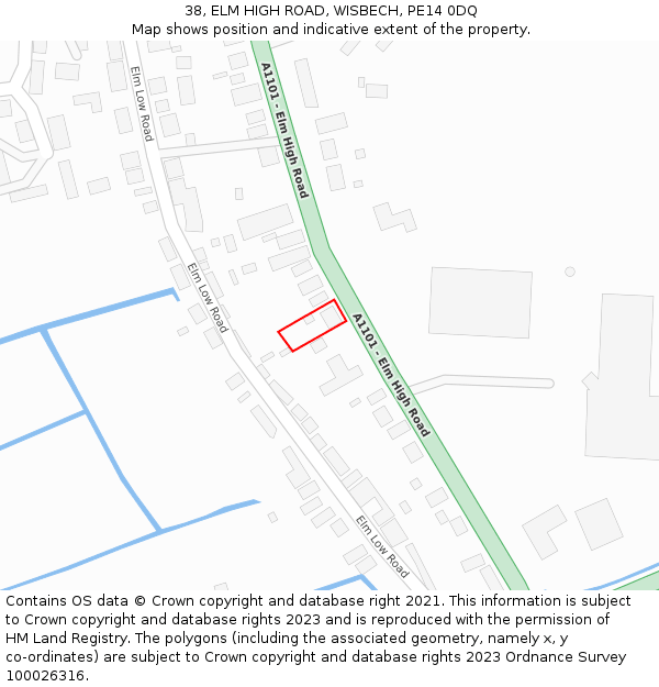 38, ELM HIGH ROAD, WISBECH, PE14 0DQ: Location map and indicative extent of plot