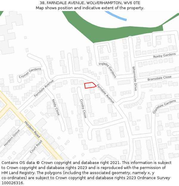 38, FARNDALE AVENUE, WOLVERHAMPTON, WV6 0TE: Location map and indicative extent of plot