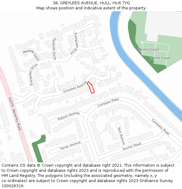 38, GREYLEES AVENUE, HULL, HU6 7YG: Location map and indicative extent of plot