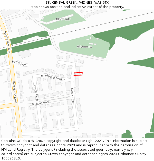 38, KENSAL GREEN, WIDNES, WA8 6TX: Location map and indicative extent of plot