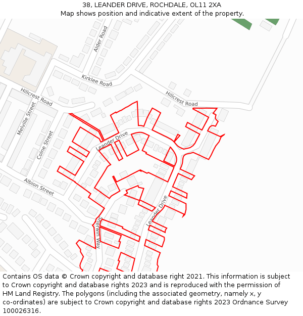 38, LEANDER DRIVE, ROCHDALE, OL11 2XA: Location map and indicative extent of plot