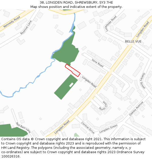 38, LONGDEN ROAD, SHREWSBURY, SY3 7HE: Location map and indicative extent of plot