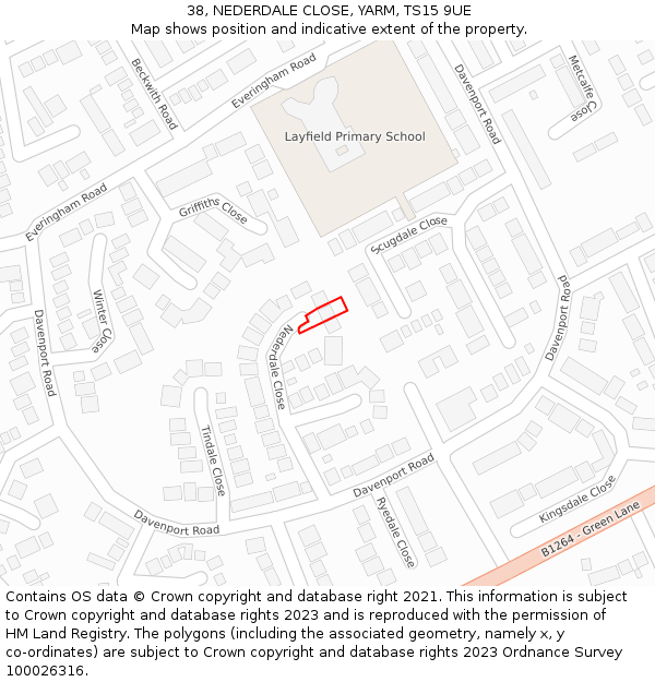 38, NEDERDALE CLOSE, YARM, TS15 9UE: Location map and indicative extent of plot