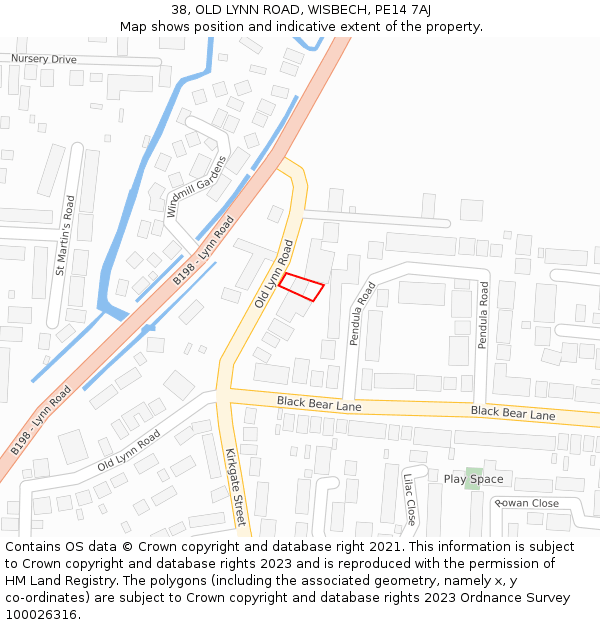 38, OLD LYNN ROAD, WISBECH, PE14 7AJ: Location map and indicative extent of plot