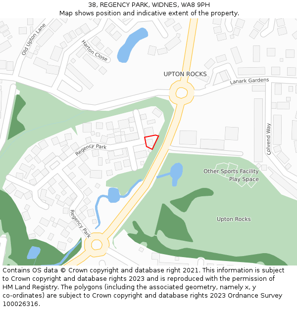 38, REGENCY PARK, WIDNES, WA8 9PH: Location map and indicative extent of plot