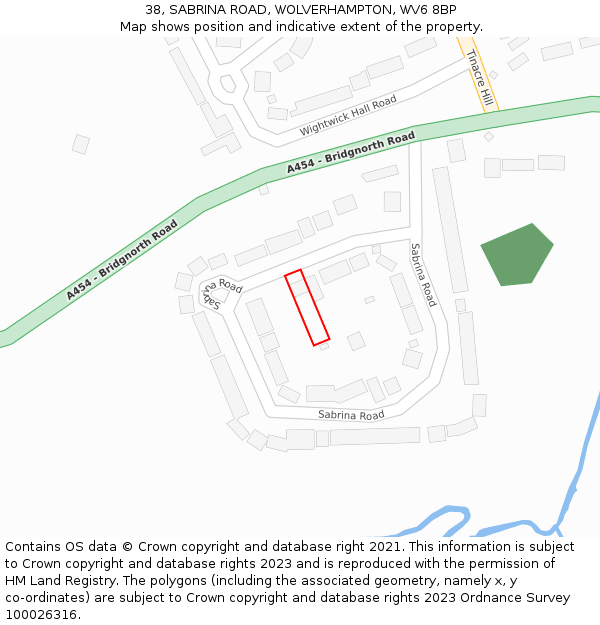 38, SABRINA ROAD, WOLVERHAMPTON, WV6 8BP: Location map and indicative extent of plot