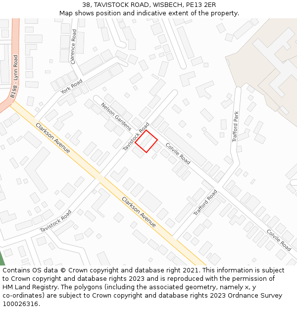 38, TAVISTOCK ROAD, WISBECH, PE13 2ER: Location map and indicative extent of plot