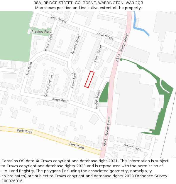 38A, BRIDGE STREET, GOLBORNE, WARRINGTON, WA3 3QB: Location map and indicative extent of plot