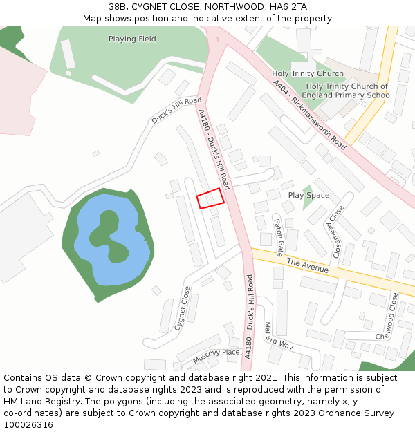 38B, CYGNET CLOSE, NORTHWOOD, HA6 2TA: Location map and indicative extent of plot